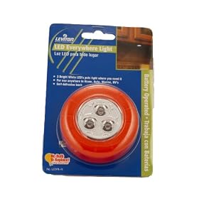 Leviton LEDPL-R Battery Operated led push On Off Everywhere Light with 3 AAA Batteries by Leviton