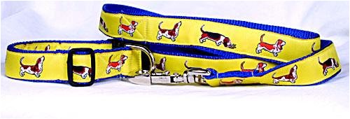 Designer Basset Hound Dog Leash - Yellow Basset Hound Leash- Six Feet Long - Made in USA