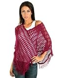Women's Fringe Trim Knit Poncho