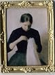 Dollhouse Artwork Painting of a Young Woman Sewing
