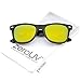 zeroUV - Retro Colored Mirror Polarized Lens Square Horn Rimmed Sunglasses 55mm (Black/Yellow Mirror)