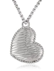 Stainless Steel Textured Heart Pendant Necklace