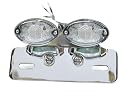 Custom Cateye Chrome Double LED Integrated Taillight Brake Light Turn Signals License Plate Light Fender Eliminator Plate Tag Holder Cat Eye Double LED Tail Lightfor Harley, Honda, Yamaha, Suzuki, Kawasaki, Custom Bike, Cruiser, Choppers, Scooters, Vespa, Moped