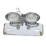 Custom Cateye Chrome Double LED Integrated Taillight Brake Light Turn Signals License Plate Light Fender Eliminator Plate Tag Holder Cat Eye Double LED Tail Lightfor Harley, Honda, Yamaha, Suzuki, Kawasaki, Custom Bike, Cruiser, Choppers, Scooters, Vespa, Moped