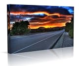 Sunset Road Landscape Art - Chunky Canvas Art Print - Wall Art - Wall Decor - Framed Ready to Hang (30 x 20)