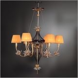 Festina Six Light Chandelier in Gold Leaf with Ebony