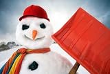 Portrait of a Friendly Snowman with a Snow Shovel - 18