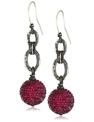 Deanna Hamro Atelier Medium "Lucinda" 16mm Ruby-Color Pave Ball Drop Chain Earrings