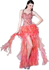 High-Low-Hem Organza  Cutout Pageant Dress/Prom Dress  With Ruffles