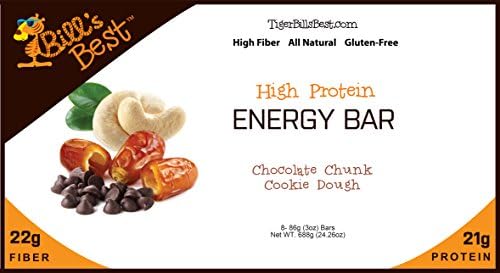 Best Whey Protein Bar Chocolate Chunk Cookie Dough, Gluten Free, High Fiber, High Energy Nutrition Bar for Optimum Power Workouts and Healthy Snacks - No Artificial Sweeteners, No Sugar Alcohol, 86g Bars, 8 Count, Made in USA, Satisfaction Guaranteed
