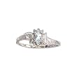 14K White Gold 0.01 ct. Diamond and 5 x 3 MM Oval Shaped Aquamarine Ring