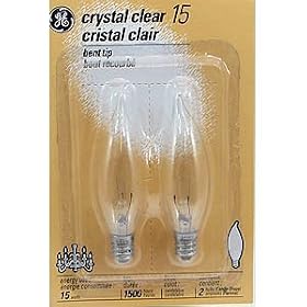GE Lamps 48396 15-Watt Crystal Clear Bent Tip CA10 2CD, 2-Pack by GE