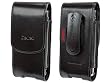 PREMIUM VERTICAL EXECUTIVE BLACK OMEGA LEATHER CARRY CASE POUCH (With 2 Interchangable Belt Clips; 1 Rotating, 1 Stationary) for RIM BLACKBERRY 8100, 8120, 8130, PEARL / MOTOROLA KRZR, K1, K1M, SLVR, L7, L2, L6, L7C / LG VX9400 VX-9400 - RETAIL PACKAGING