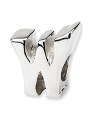Sterling Silver Letter W Charm Bead Fits Pandora Chamilia Biagi Bracelet