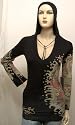 Ed Hardy by Audigier Lady langarm V-Neck Knit Hoody Mermaid Studs