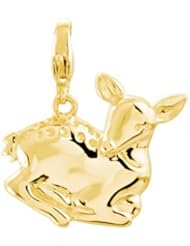 14K Yellow Gold Deer Charm