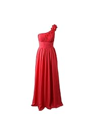 A-line Pleated Lace-Up Chiffon/Polyester One Shoulder Floor Length Floral Print Bridesmaid Dress/Prom Dress 
