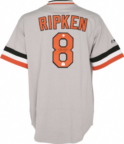 Cal Ripken Jr. Autographed Jersey | Details: Baltimore Orioles, Majestic, Grey, Cooperstown Collection