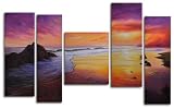 Hand Painted Modern Oil Painting Pieces of sunset 5 Piece Canvas Art Set - Stretched with wooden frame