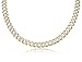 14K Solid Yellow Gold White Pave Cuban Curb Link