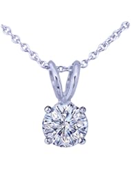 0.70 Ct Round Cut Solitaire Diamond Pendant 14K WHITE GOLD CUT: VERY GOOD GIA