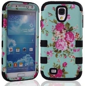 S4 Case,samsung galaxy s4 case,phone cases for samsung galaxy s4,By Ezydigital,2in1 Hybrid High Impact Hard Colorful Spring Flowers Pattern + Sky Silicone Case Cover For Samsung Galaxy S4 i9500 iV in Black