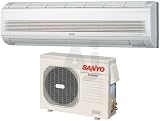 Sanyo 18KHS72 17,500 BTU Single Zone Wall-Mounted Cool/Heat Pump Ductless Split System with DC Inverter, Microprocessor Controls and Wireless Remote Control (KHS1872 Indoor/ CH1872 Outdoor)