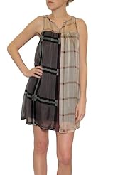 Silk Plaid Print Mini Dress 