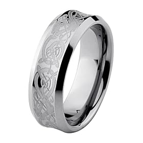 8mm Celtic Dragon Pattern Concaved Cobalt Free Tungsten Carbide COMFORT-FIT Wedding Band Ring for Men (Size 7 to 14): The World Jewelry Center: Jewelry
