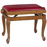 Produkt-Bild: Klavierbank CHIPPENDALE KIRSCHE - matt mit Kunstleder bordeaux #