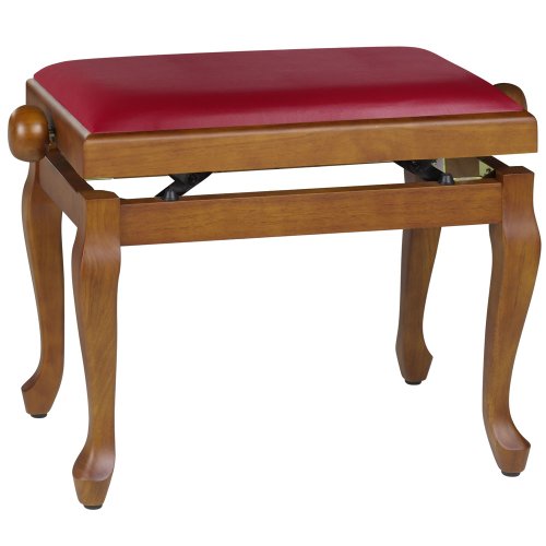 Produkt-Bild: Klavierbank CHIPPENDALE KIRSCHE - matt mit Kunstleder bordeaux #