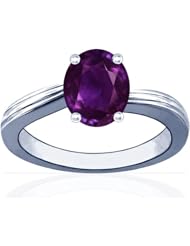 18K White Gold Oval Cut Purple Sapphire Solitaire Ring