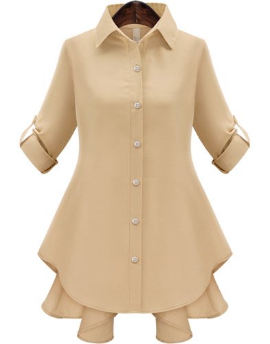 (イイネショップ) eeNeshop ロング丈 バック リボン フレア ブラウス