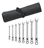 GearWrench 85798R 8 Piece XL Locking Flex-Head Ratcheting Combination Wrench Set, SAE - Wrench Roll 