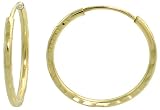 10k Yellow Gold Thin Diamond Cut Hoop Earrings, 5/8 (16mm) diameter