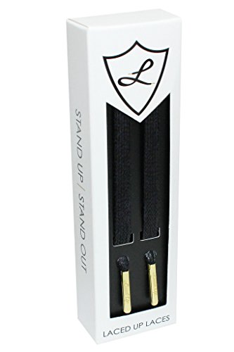 Premium Flat Wax Shoelaces with Gold & Metal Aglets (1 Pair)