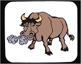 Decorated Mouse Pad with angry, smoke, barnyard, bull, animal, farm
