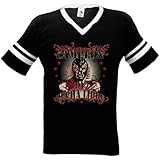 Campeon De Lucha Libre Mens Ringer Tattoo Style T-shirt, Old School Mexican Wrestling Design V-Neck Shirt, XX-Large, Red/White