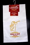 Christmas Hand Towel - WHITE with Gold Angel, Scripture - Reason for the Season - Holiday Towel