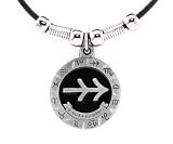 Sagittarius Pewter Pendant on Beaded Leather Necklace - Earth Spirit Necklace