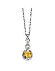 Antique Style Sterling Silver 2.00 Citrine 18in Necklace