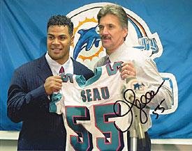 Signed Junior Seau Photograph - 8x10 Miami Dolphins - Autographed NFL Photos