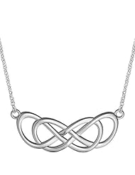 Extra Large Curved Double Infinity Symbol Charm and Chain, Lovers Charm, Eternal and Infinite Love Charm, 1.5 inches, 18 inches total in Sterling Silver