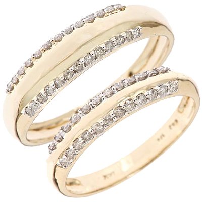 1/2 CT. T.W. Round Cut Diamond Ladies' and Men's Wedding Set 14K Yellow Gold - Free Gift Box - Size 11.5 1/2 CT. T.W. Round Cut Diamond Ladies' and Men's Wedding Set 14K Yellow Gold - Free Gift Box - Size 11.5