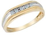 Mens Diamond Wedding Band 1/8 Carat (ctw) in 10K Yellow and White Gold