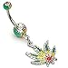 BodyJ4You Belly Button Rings Pot Leaf Dangle 14G Belly Button Ring 1.6mm Comes with Belly Retainer