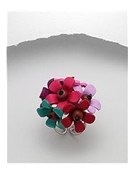 Mix Colors Flower Leather Ring In White Base