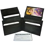 DOUBLE FLIP ID BLACK LEATHER MEN'S BI-FOLD WALLET