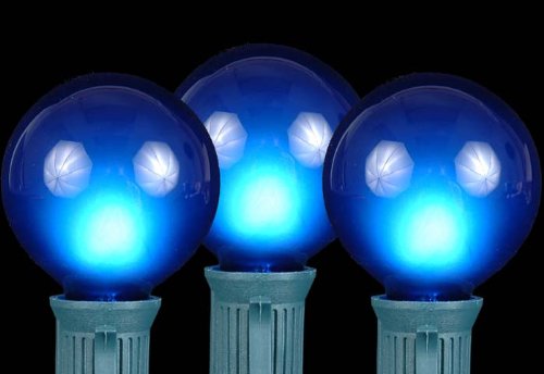 Novelty Lights, Inc. G-50-S-BL Globe Outdoor Patio Party Christmas Replacement Bulbs, Blue, 25 Pack