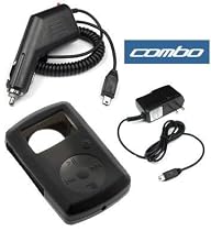 Durable Flexible Black Silicone Skin Case + Car + Home Travel Charger for Sandisk Sansa Clip Mp3 Player